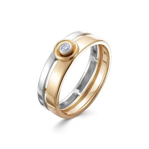 Кольцо с бриллиантом 0.03 карат из комбинированного золота 86566