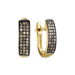 Серьги с 66 коньячными бриллиантами из лимонного золота 144585