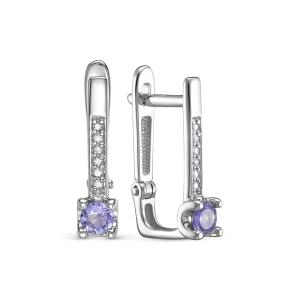 Серьги с танзанитами и 12 бриллиантами из белого золота 143671
