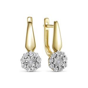 Серьги с 20 бриллиантами из лимонного золота 144604