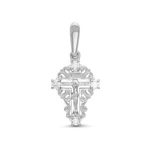 Православный крест с 4 бриллиантами 0.096 карат из белого золота 61899
