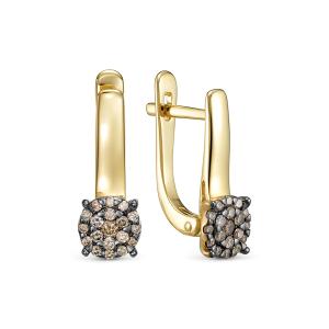 Серьги с 38 коньячными бриллиантами из лимонного золота 145686