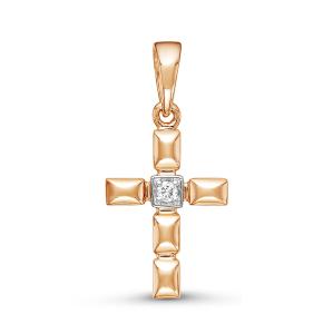Декоративный крест с бриллиантом 0.024 карат из красного золота 77721