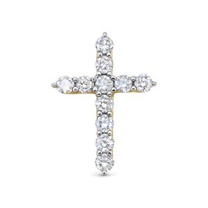 Декоративный крест с 11 бриллиантами 1.199 карат из лимонного золота 79463