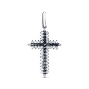 Декоративный крест с бриллиантами из белого золота 116704
