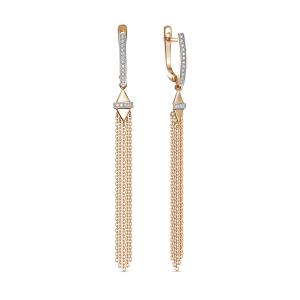 Серьги с 32 бриллиантами 0.16 карат из красного золота 141491