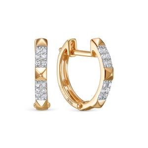 Серьги с 24 бриллиантами 0.12 карат из красного золота 138896