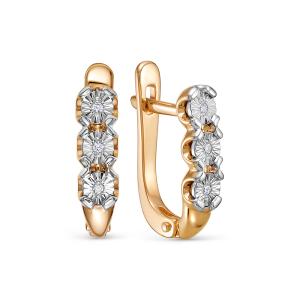 Серьги с 6 бриллиантами 0.03 карат из красного золота 143680