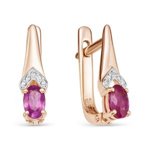 Серьги с рубинами и 10 бриллиантами из красного золота 54135