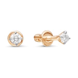 Серьги-пусеты с бриллиантами 0.15 карат из красного золота 61643