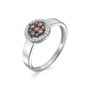 Кольцо с 9 коньячными бриллиантами и 22 бриллиантами из белого золота 143219