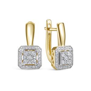 Серьги с 62 бриллиантами из лимонного золота 146903