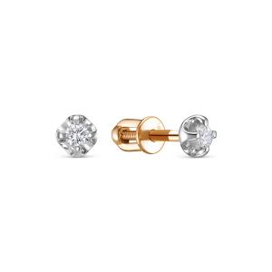 Серьги-пусеты с бриллиантами 0.15 карат из красного золота 148322