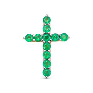 Декоративный крест с 11 изумрудами из красного золота 76475