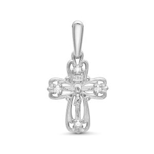 Православный крест с 4 бриллиантами 0.056 карат из белого золота 61897