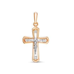 Православный крест с 4 бриллиантами 0.048 карат из красного золота 61892