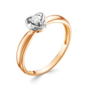 Кольцо с бриллиантом 0.075 карат из красного золота 55685