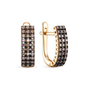 Серьги с 60 коньячными бриллиантами из красного золота 142859