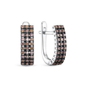 Серьги с 60 коньячными бриллиантами из белого золота 144615