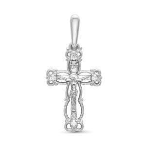 Православный крест с 4 бриллиантами 0.064 карат из белого золота 61903