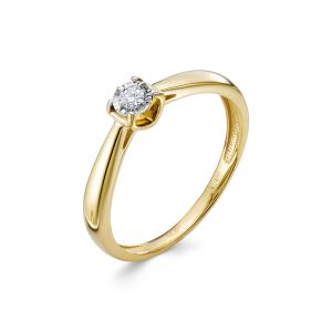 Кольцо с бриллиантом 0.055 карат из лимонного золота 116907