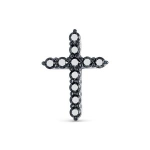 Декоративный крест с 11 черными бриллиантами из белого золота 77710