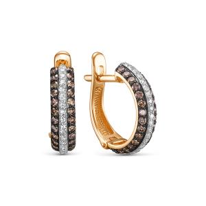 Серьги с 60 коньячными бриллиантами и 42 бриллиантами из красного золота 142862