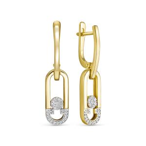 Серьги с 42 бриллиантами из лимонного золота 144590