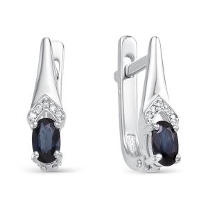 Серьги с сапфирами и 10 бриллиантами из белого золота 54136
