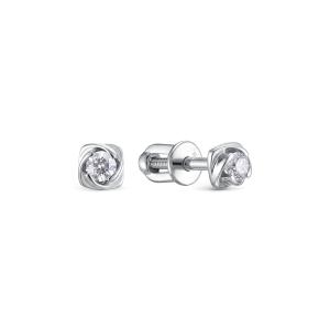 Серьги-пусеты с бриллиантами 0.16 карат из белого золота 148338