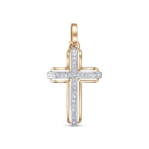 Декоративный крест с 30 бриллиантами 0.15 карат из красного золота 121212