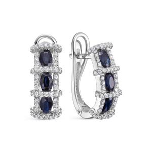 Серьги с 6 сапфирами и 108 бриллиантами из белого золота 144623