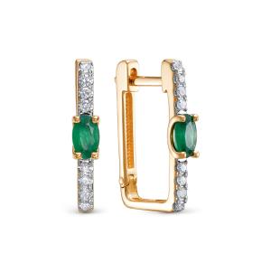 Серьги с изумрудами и 16 бриллиантами из красного золота 143668