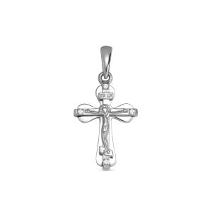 Православный крест с 4 бриллиантами 0.012 карат из белого золота 61923