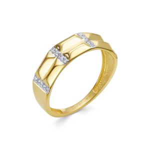 Кольцо с 16 бриллиантами 0.08 карат из лимонного золота 143929