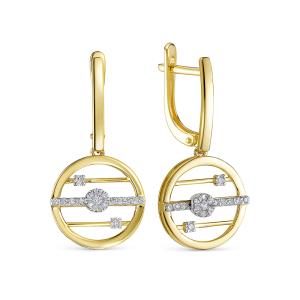 Серьги с 40 бриллиантами из лимонного золота 138868