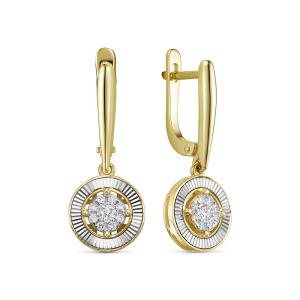 Серьги с 18 бриллиантами из лимонного золота 144586