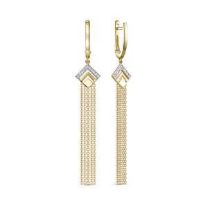 Серьги с 22 бриллиантами 0.11 карат из лимонного золота 144608