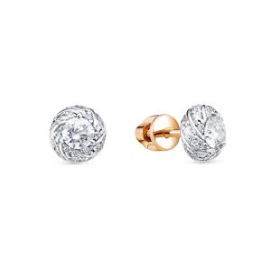 Серьги-пусеты с 50 бриллиантами из красного золота 98583