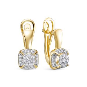 Серьги с 56 бриллиантами из лимонного золота 136378