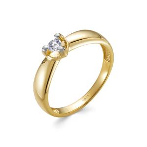 Кольцо с бриллиантом 0.109 карат из лимонного золота 97354