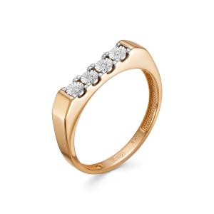Кольцо с 4 бриллиантами 0.02 карат из красного золота 143587