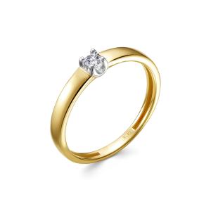 Кольцо с бриллиантом 0.062 карат из лимонного золота 144025