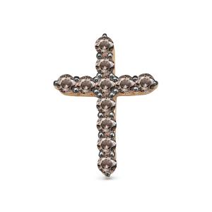 Декоративный крест с 11 коньячными бриллиантами из красного золота 87026