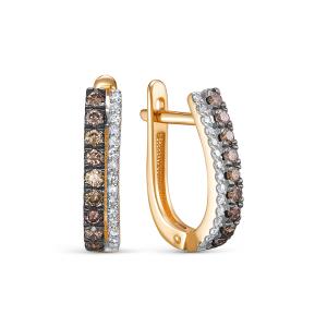 Серьги с 18 коньячными бриллиантами и 30 бриллиантами из красного золота 142861