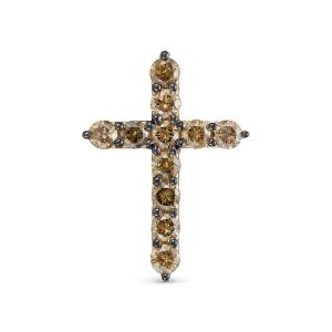 Декоративный крест с 11 коньячными бриллиантами из красного золота 118176