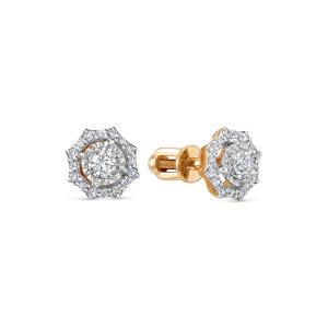 Серьги-пусеты с 34 бриллиантами из красного золота 137899