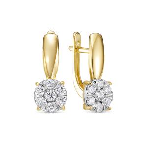 Серьги с 14 бриллиантами из лимонного золота 142823