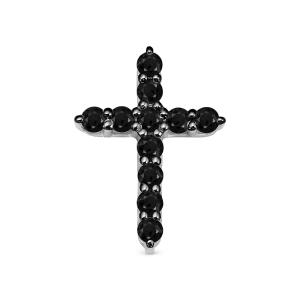 Декоративный крест с 11 черными бриллиантами из белого золота 79491