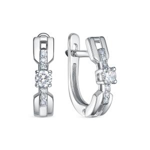Серьги с 14 бриллиантами из белого золота 137332